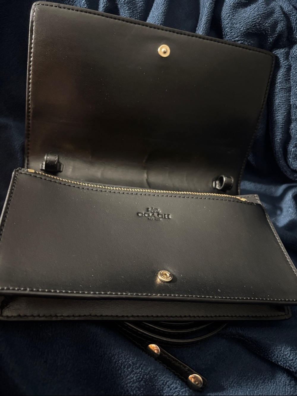COACH CHELSEA TATTOO ROSE HAYDEN FOLD OVER CROSSBODY TAN/BLACK GLITTER 76771 EUC - Picture 10 of 16